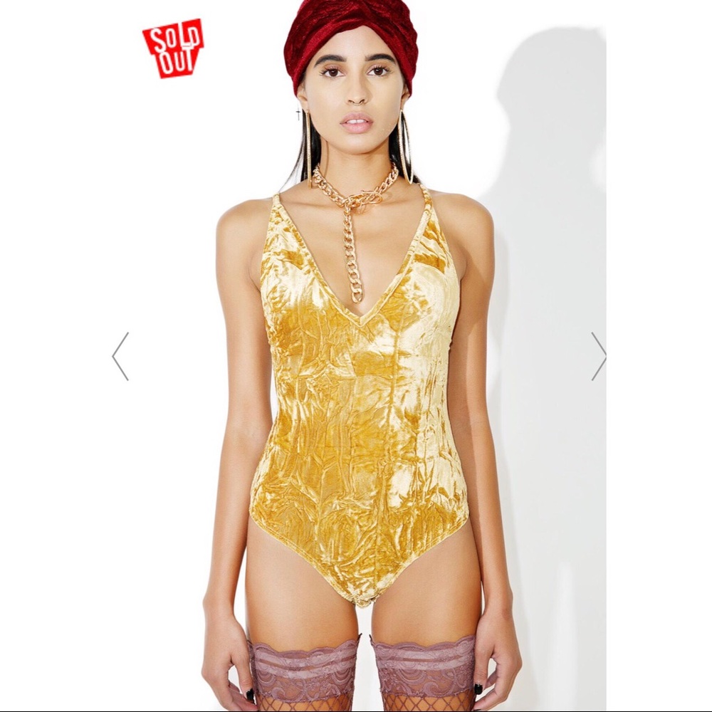 Makers of dreams yellow crushed velvet onesie